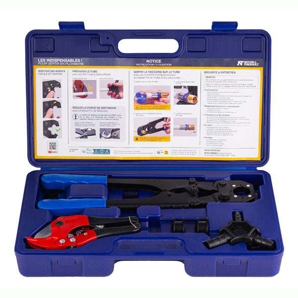 Coffret Pince à sertir compact - ébavureur - coupe-tube