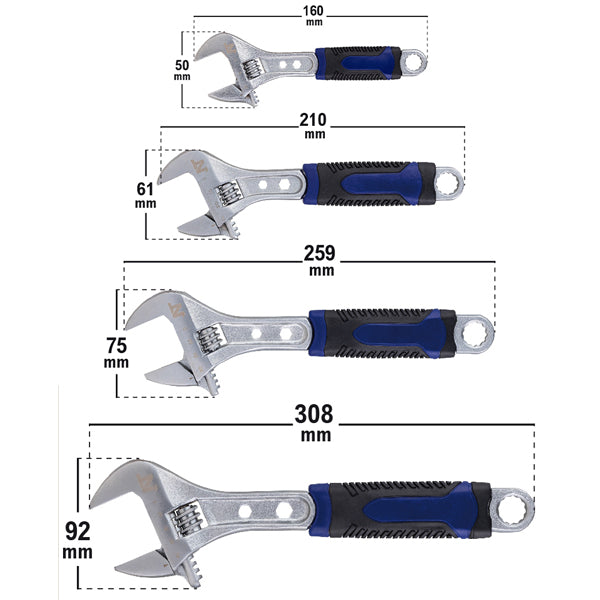 jeu de 4 clés à molette
