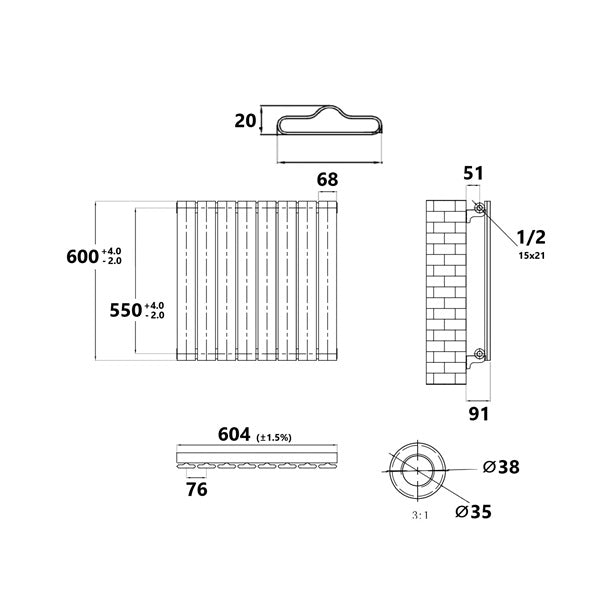 Radiateur horizontal blanc