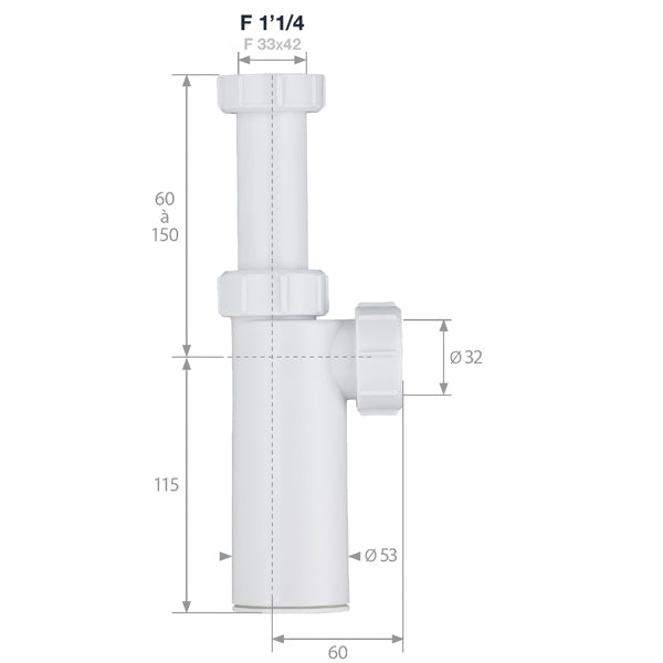 Siphon lavabo réglable ABS