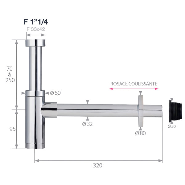 Siphon de lavabo réglable en hauteur