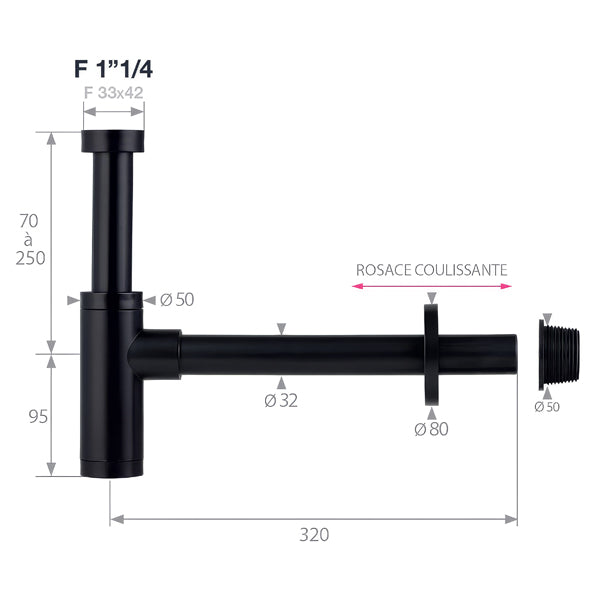 Siphon de lavabo réglable en hauteur