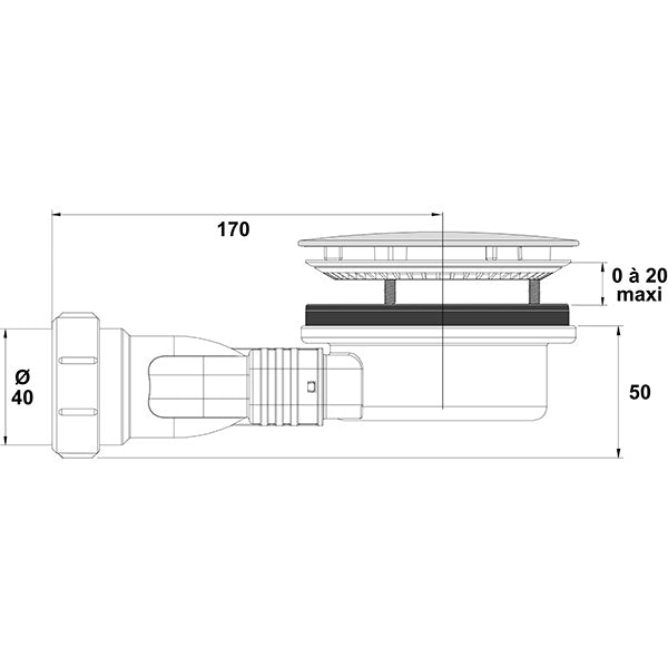 Bonde de douche ultra plate diamètre 90