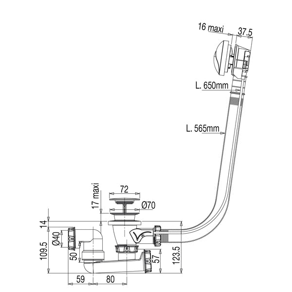 Vidage de baignoire à câble
