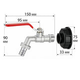 kit adaptateur S60x6 avec robinet en laiton pour cuve IBC 