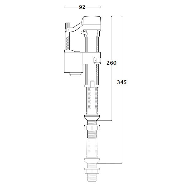 Plan dimension robinet flotteur vertical NT