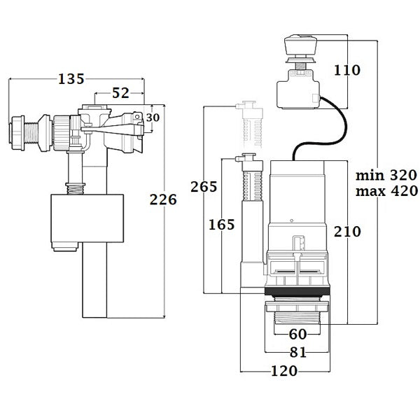 MECANISME COMPLET CHASSE D EAU 3/6L + FLOTTEUR WC TOILETTE double poussoir