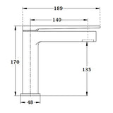Mitigeur lavabo FORMOSA dimensions